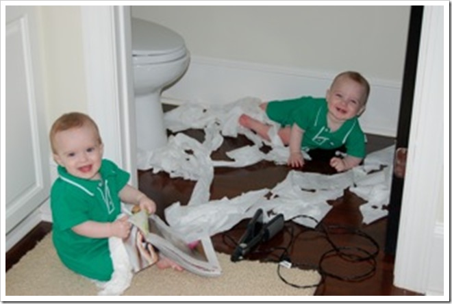 Twin Boys Love Toilet Paper